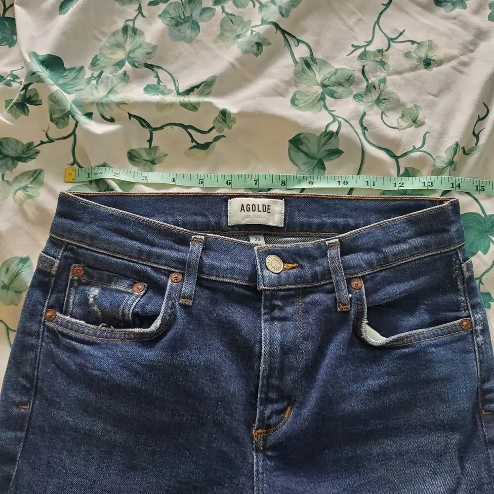 AGOLDE Sophie Mid Rise Skinny Dark Wash Blue Jeans Cabana Wash Size 26 Women's - Picture 14 of 16